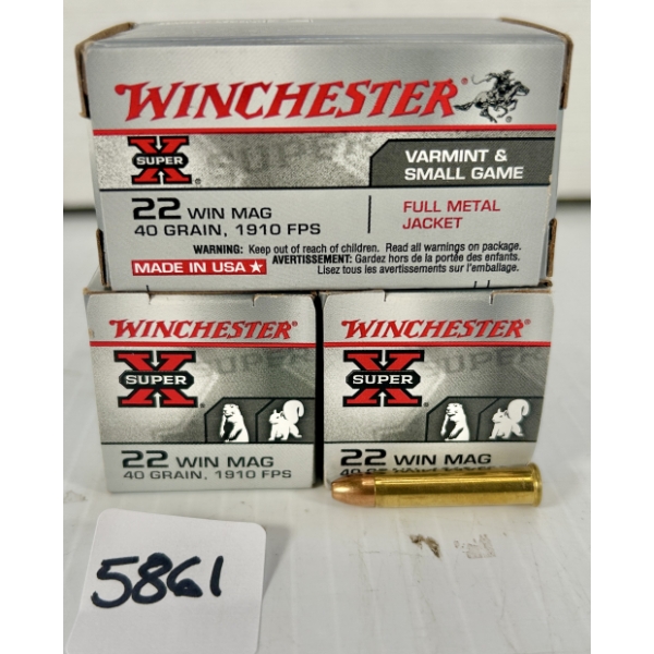 AMMO: 150X WINCHESTER .22 WMR - 40 GR FMJ