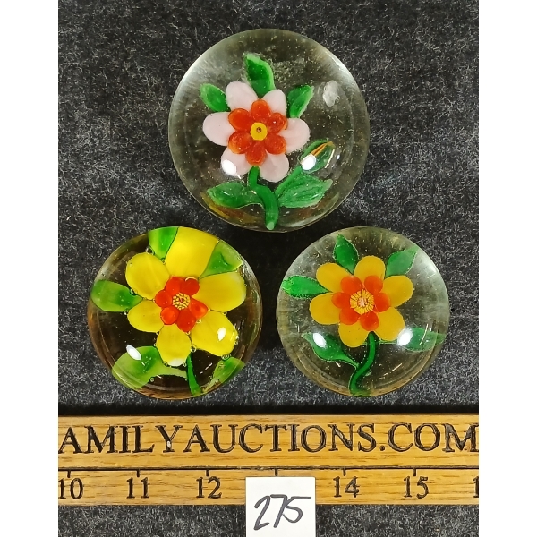 LOT OF 3 - BACCARAT CLEMATIS GLASS PAPERWEIGHTS