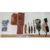Image 1 : LOT OF 8 - GERBER STRIKER, SAW SET, LENSATIC COMPASS, SHARPENING STONE & SMALL FIXED BLADE KNIVES