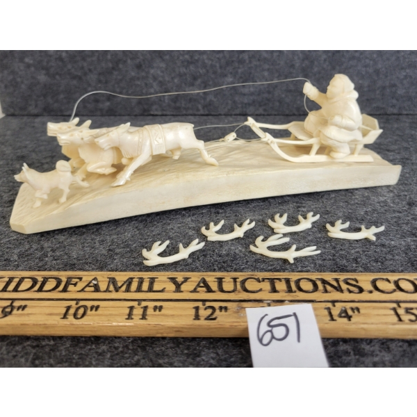 REINDEER SLEIGH SCENE BY UNKNOWN ARTIST - BONE