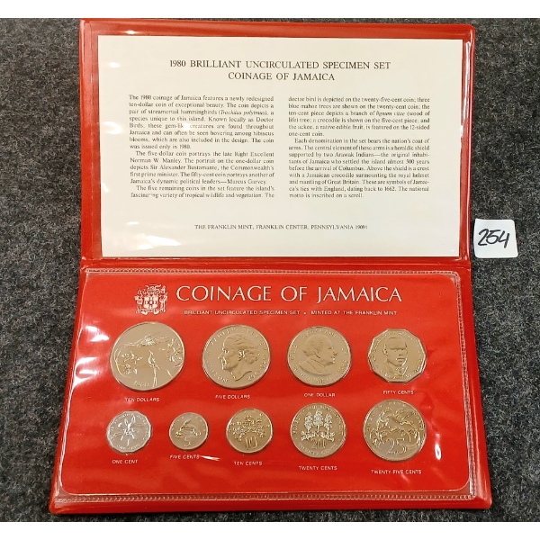 1980 COINAGE OF JAMAICA UNCIRCULATED SPECIMEN SET