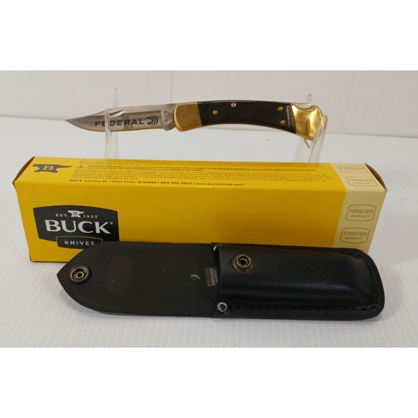 BUCK FEDERAL 110-I FOLDING KNIFE W/ SHEATH
