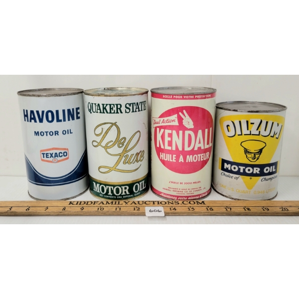 LOT OF 4 - KENDALL MOTOR OIL, HAVOLINE MOTOR OIL & QUALER STATE MOTOR OIL, ETC 