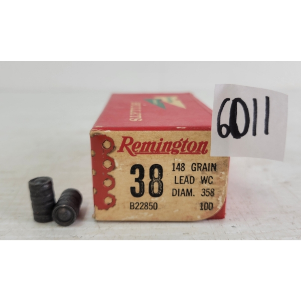 BULLETS: 100X REMINGTON .38CAL - 148GR - LEAD WADCUTTER BULLETS