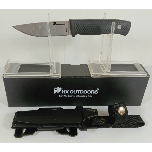HX OUTDOORS 5CR15 KNIFE W/ SHEATH - AS NEW