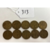 Image 1 : 10X 1943 CANADIAN FIVE CENT COINS - "TOMBAC" NICKLES