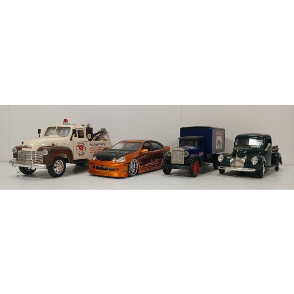 LOT OF 4 - AMERICAN CLASSIC / JADA DIECAST MODELS - THUNDER TOWING, CASE STREAM TRACTORS, ETC