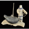 HUNTER W/ SEAL BY ROMEO EEKIRKIK(1923 - 1983) - STONE & BONE
