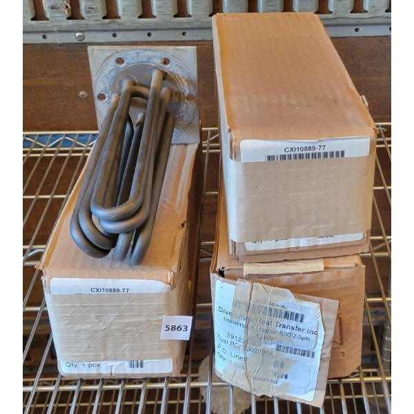 LOT OF 3 - 600V 3PH 12KW IMMERSION HEATERS 