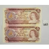 LOT OF 2 - 1974 CDN $2 BANKNOTES - SEQUENTIAL