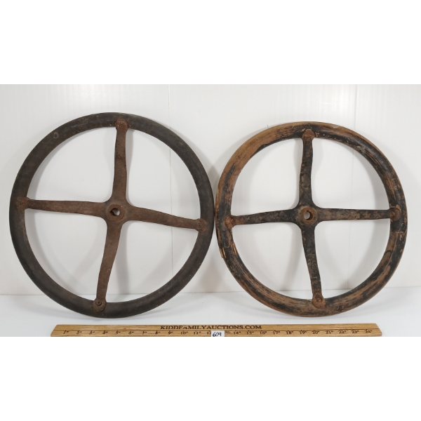 LOT OF 2 - FORD MODEL T STEERING WHEELS