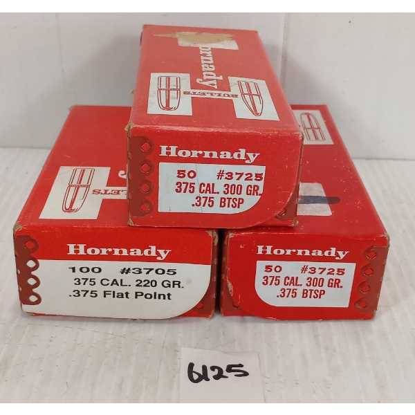 BULLETS: 200X HORNADY .375 - 220 & 300GR - BTSP & FP - SEALED