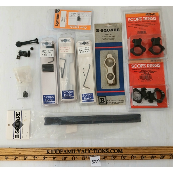 JOB LOT - MISC SIGHTS, SCOPE RINGS, BASES, ETC