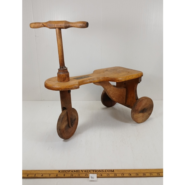KIDDIE KAR RIDE-ON WOODEN TRICYCLE