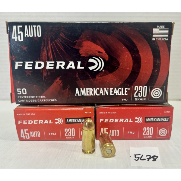 AMMO: 150X FEDERAL .45 ACP 230GR. FMJ