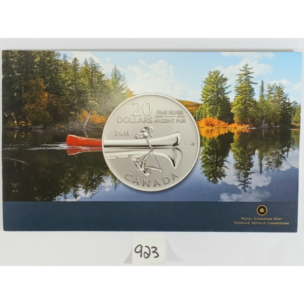 2011 RCM $20 SILVER COIN - CANOE