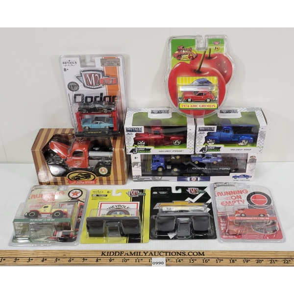 LOT OF 10 - MISC DIECAST VEHICLES & COIN BANK - INCL JADA & M2, ETC.