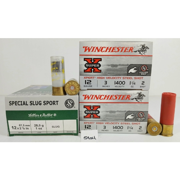 AMMO: 75X WINCHESTER SUPER X & SELLIER BELLOT 12GA - 2-5/8 & 3 IN - NO 2 SHOT & SLUG