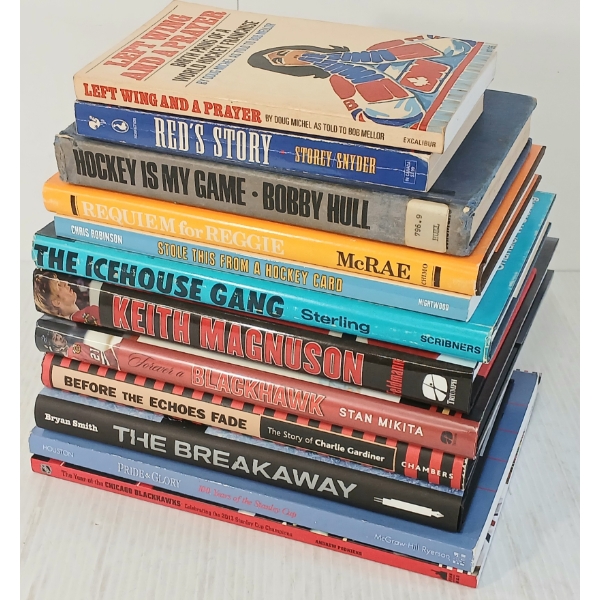 LOT OF 12 - HOCKEY BOOKS - "THE BREAK AWAY", "PRIDE & GLORY", "RED'S STORY", ETC