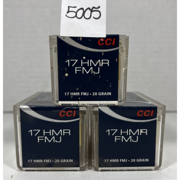 AMMO: 150X CCI .17 HMR - 20 GR - FMJ - SMALL GAME - SEALED