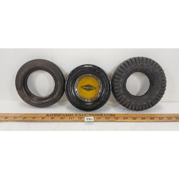 LOT OF 3 - TIRE ASHTRAYS
