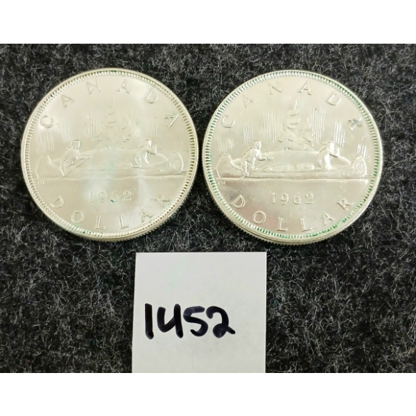 LOT OF 2 - 1962 CDN SILVER DOLLARS - VOYAGEUR