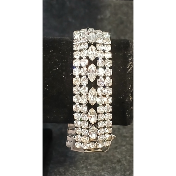 RHINESTONE BRACELET W/ SAFETY CHAIN