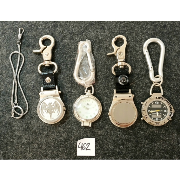 LOT OF 5 - PACK CLIP WATCHES & CHAIN