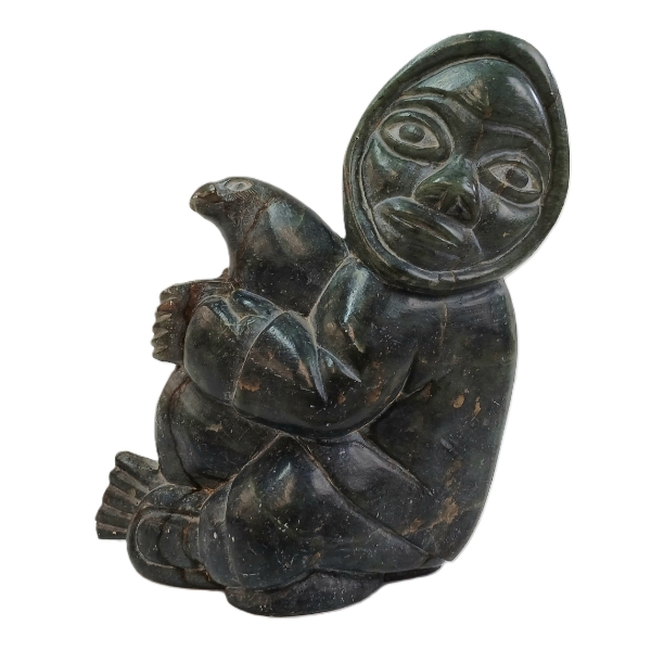 MAN HOLDING SEAL - SIGNED - STONE