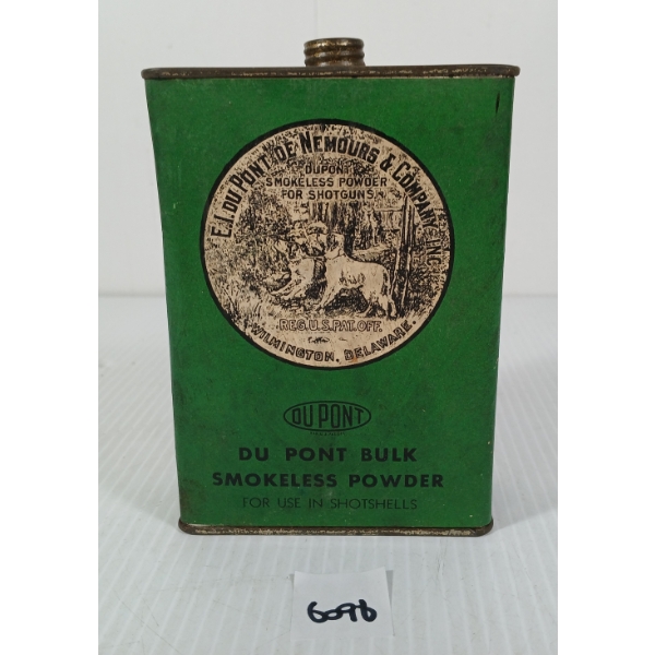 POWDER: DUPONT SMOKELESS SHOTGUN POWDER - 1LB - COLLECTABLE TIN