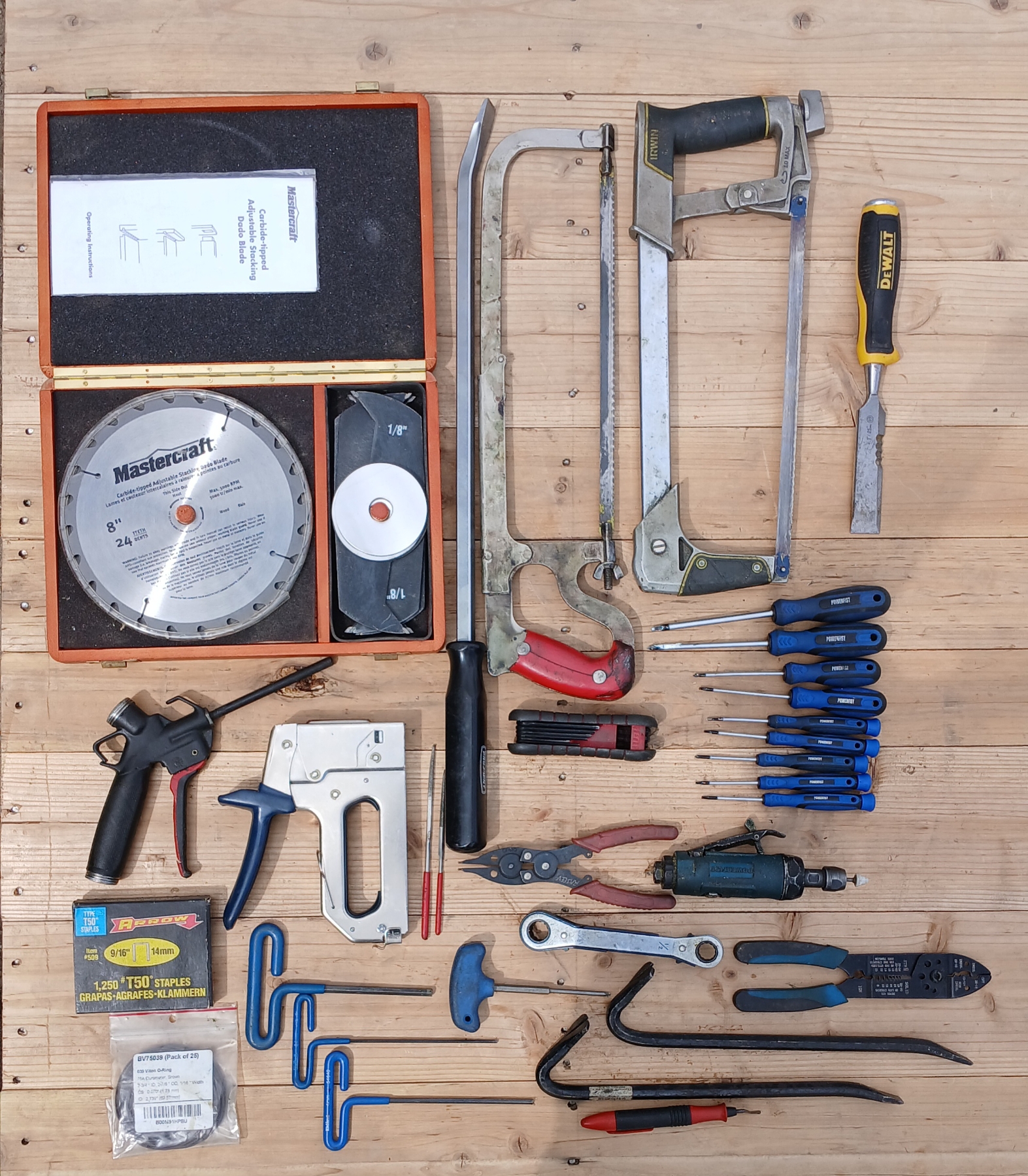 Stapler Hack JOB LOT - INCL. HACK SAW, PRY BAR & STAPLER