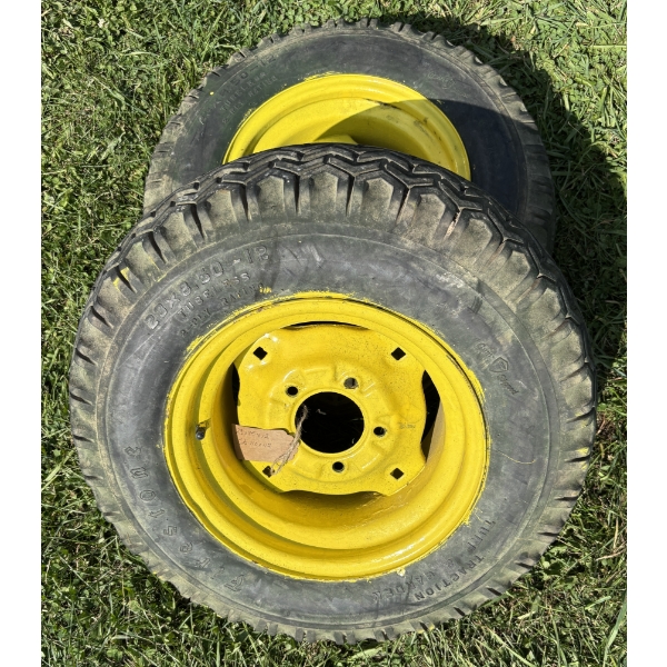 PAIR OF ORIGINAL JOHN DEERE 23 X 8.50-12 TIRES ON RIMS