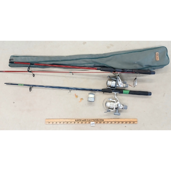 LOT OF 2 - SKIMITAR & ZEBCO FISHING RODS W/ CASE
