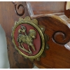 Image 6 : CONVERTED CHURCH PEW W/ EMBLEMS - BRASS & MAHOGANY - C. 19TH CENTURY