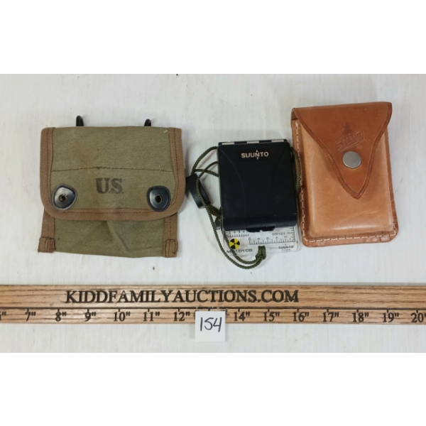LOT OF 2 - 1942 US COMPASS CASE & SILVA MILITARY COMPASS W/ CASE