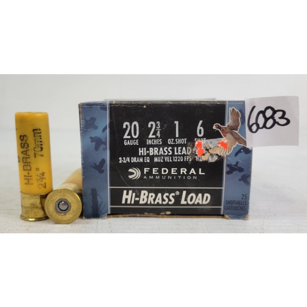 AMMO: 25X FEDERAL 20GA - 2-3/4IN - #6 SHOT