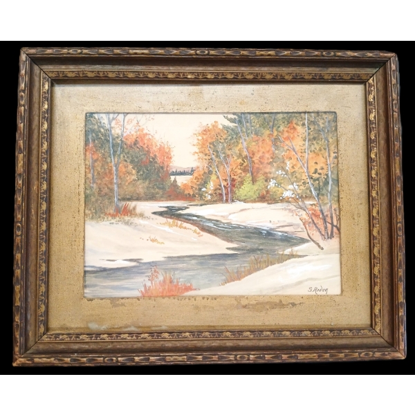 "WINDING CREEK" BY S. RODEN - FRAMED WATERCOLOUR ON PAPER