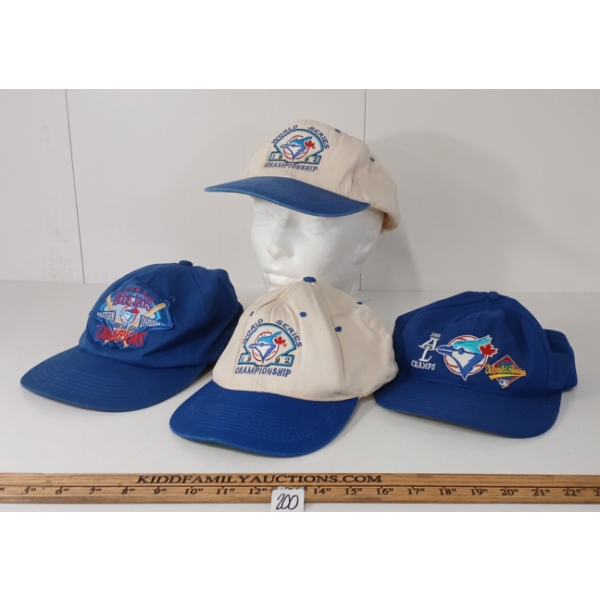 LOT OF 4 - 1991-1993 TORONTO BLUEJAYS WORLD SERIES SNAP BACK BASEBALL CAPS