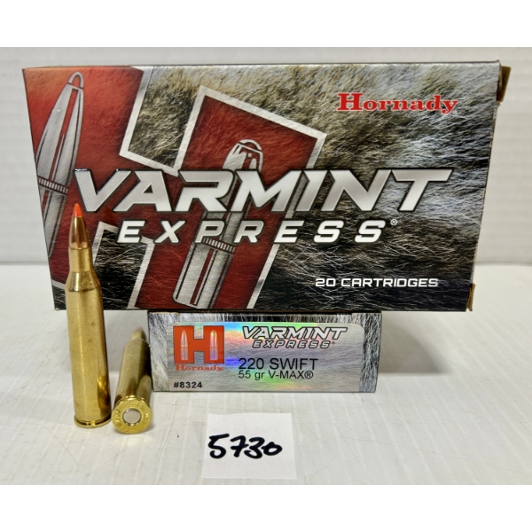 AMMO: 40X HORNADY .220 SWIFT 55GR. VMAX