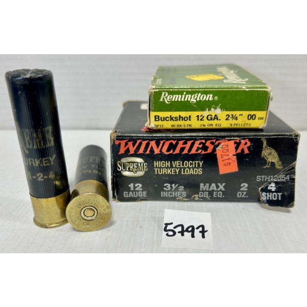 AMMO: 15X 12 GA 2 3/4 IN,  3 1/2 IN - NO4 & NO 00 BUCK
