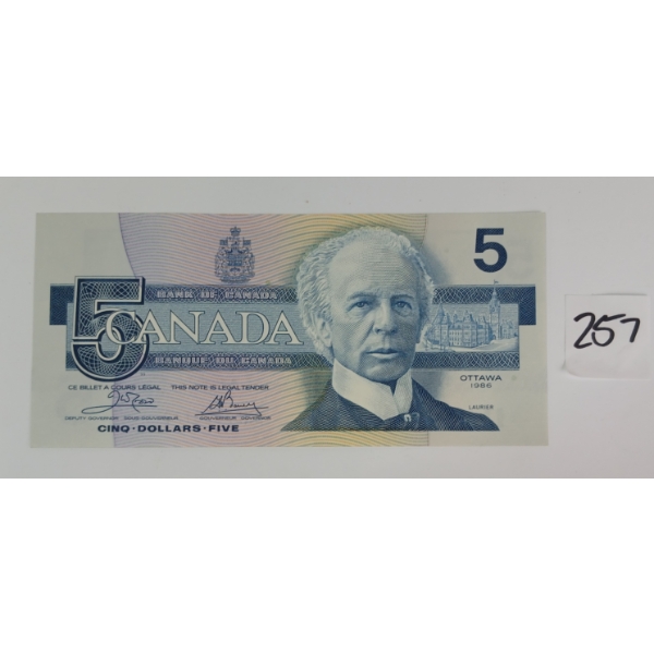 1986 CDN $5 BANKNOTE - UNCIRCULATED