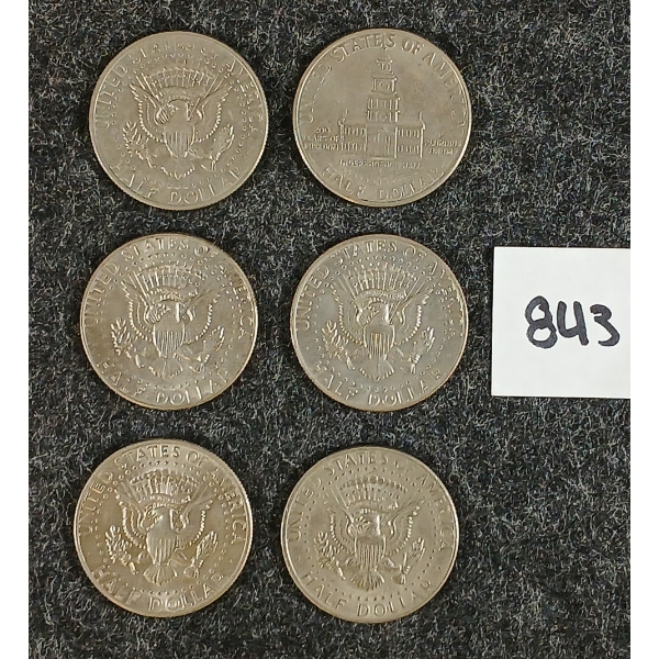 LOT OF 6 - 1971-1984 U.S. HALF DOLLAR COINS 