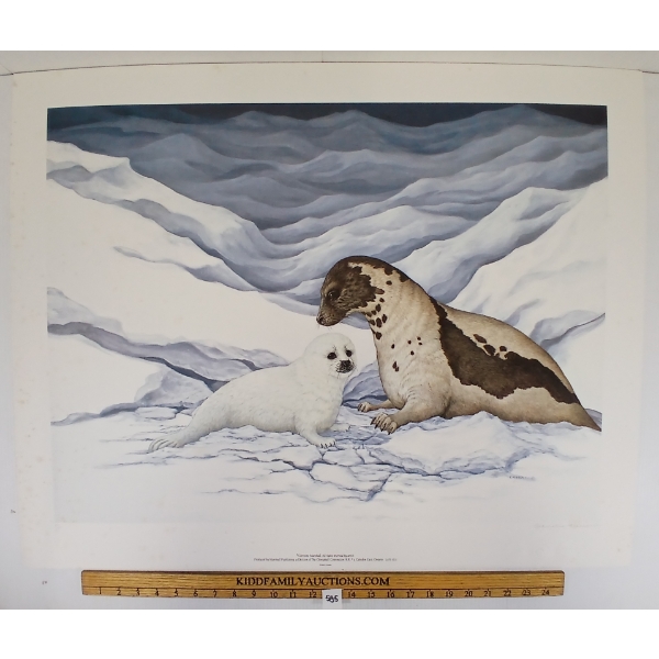  GENTLE MOMENTS - HARP SEALS  BY CHRISTINE MARSHALL (PRS CDN ARTIST) - LITHO PRINT
