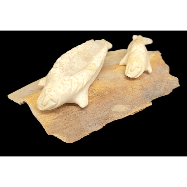 2 SEDNAS W/ BASE BY UNKNOWN ARTIST - BONE