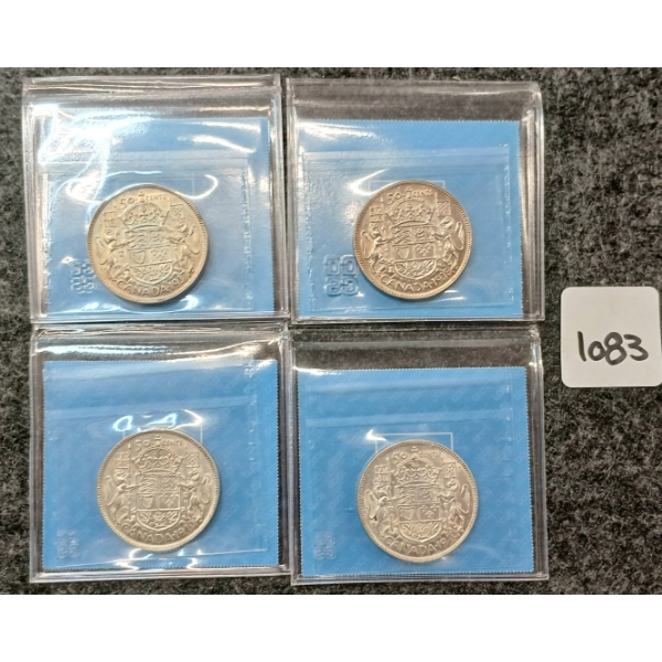 LOT OF 4 - 1937-1940 CDN SILVER 50 CENT COINS - CCCS GRADED