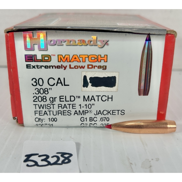 BULLETS: 100X HORNADY .30 CAL 208 GR POLY TIP