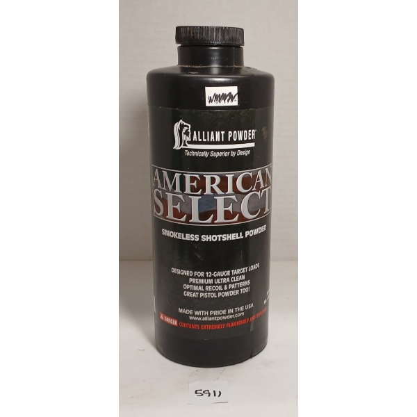 POWDER: ALLIANT AMERICAN SELECT SMOKELESS SHOTSHELL POWDER - APPROX 1LB 