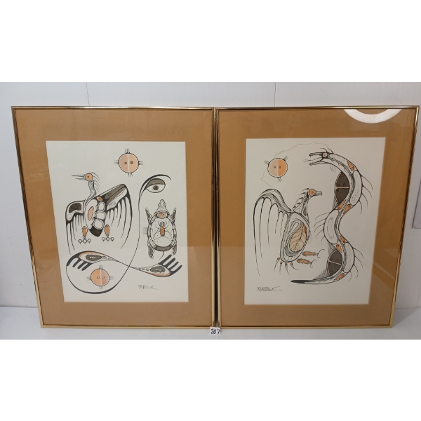 LOT OF 2 - ANIMAL STUDY BY M. PANAMICK - FRAMED PRINTS 