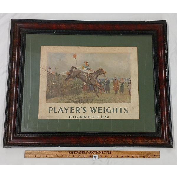 PLAYER'S WEIGHTS CIGARETTES - FRAMED AD - C. 1930'S-1950'S