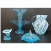 Image 3 : LOT OF 4 - BLUE URANIUM FENTON ART GLASS PCS